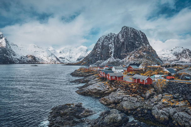 Norveç, Lofoten Adaları 'ndaki Hamnoy balıkçı köyü - Fotoğraf, Görsel