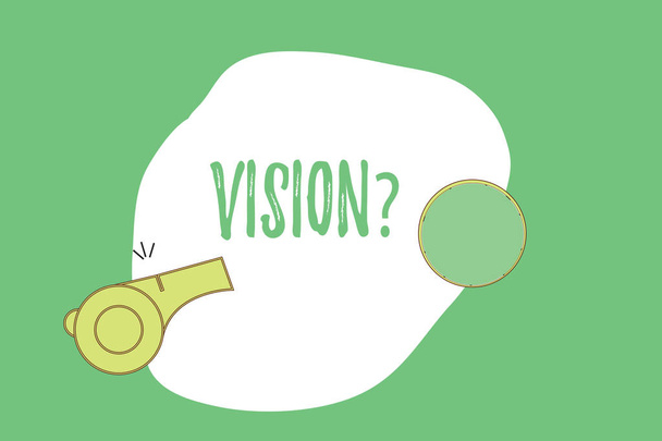 Text sign showing Vision question. Conceptual photo Being able to see Objective Inspiration Planning for future - Photo, Image