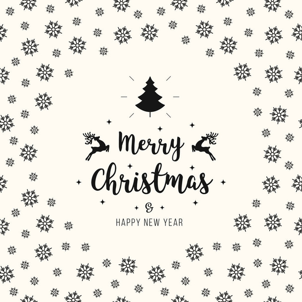 Merry christmas greeting text ornaments card snowflakes pattern background - Vektor, Bild