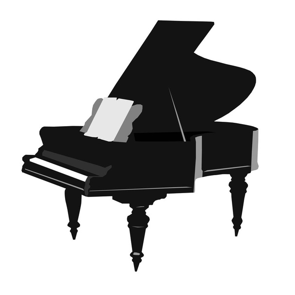 Régi vintage zongora a XIX. A képernyőn a logó fekete-fehér zongora. - Vektor, kép