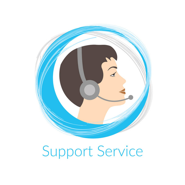 Customer Support Service Agent mit Headset, Call Center Client Service Logo, Symboldesign. flaches Design, Vektorillustration. - Vektor, Bild