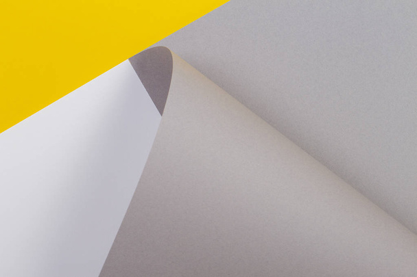 Abstract geometric shape white yellow gray color paper background - Fotografie, Obrázek