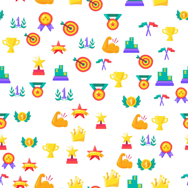 Winner ornament. Cartoon business success, sport trophy and personal award pattern. Vector - Vector, Image