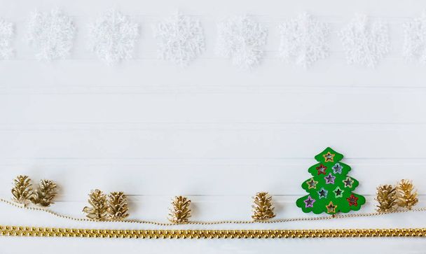 Merry Christmas and Happy New Year decorations on a white background. Background for text. - Foto, Bild