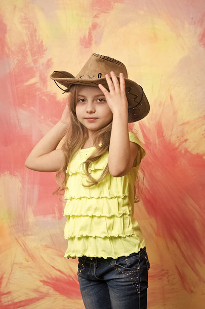 childhood and happiness, farmer and sheriff, beauty and fashion, girl - Fotoğraf, Görsel