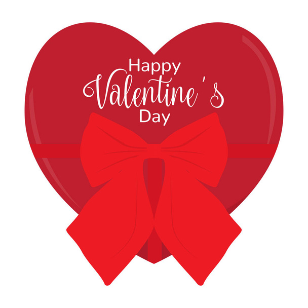 Heart shaped present with text. Valentine day - Vector, imagen