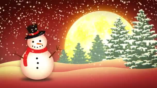 Χιονάνθρωπος Χριστούγεννα τοπίο - Πλάνα, βίντεο