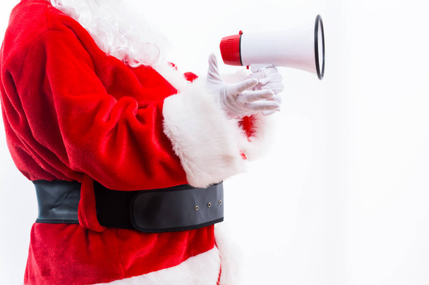 Santa holding a megaphone - Fotoğraf, Görsel