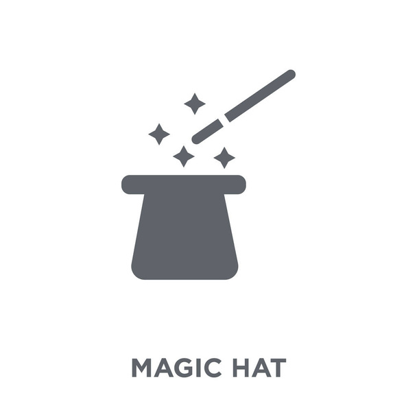 Magic hat pictogram. Het ontwerpconcept van de magische hoed uit Circus collectie. Eenvoudig element met de vectorillustratie op witte achtergrond. - Vector, afbeelding