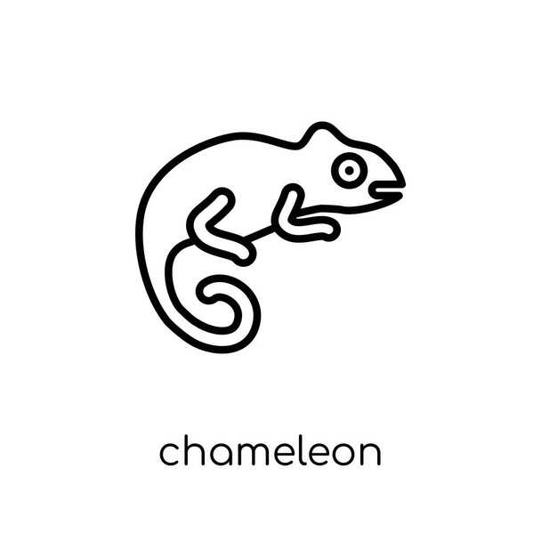 Chamäleon-Symbol. trendige moderne flache lineare Vektorchamäleon-Ikone auf weißem Hintergrund aus der Sammlung dünner Linien von Tieren, editierbare Umrisslinien-Vektorillustration - Vektor, Bild