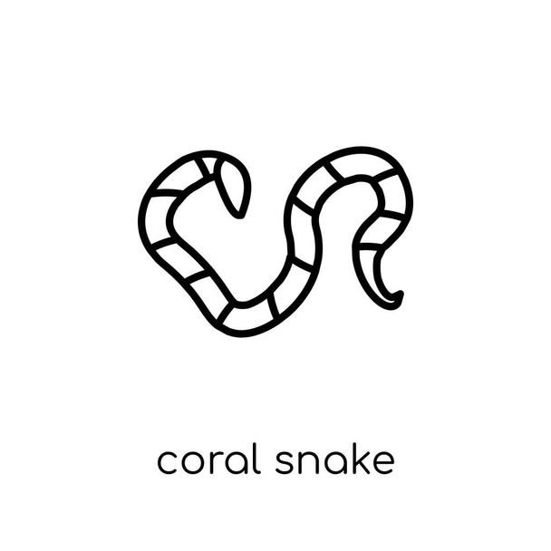 korallkígyó ikonra. Divatos modern lakás lineáris vektor korallkígyó ikon fehér alapon a vékony vonal állatok gyűjtése, szerkeszthető vázlatos körvonal vektoros illusztráció - Vektor, kép