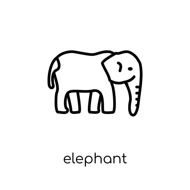 Sloní ikona. Trendy moderní ploché Lineární vektorové slon ikona na bílém pozadí z tenké linie zvířata kolekce, upravit obrys tahu vektorové ilustrace - Vektor, obrázek