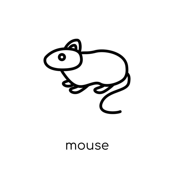 Icono del ratón. Moderno moderno vector lineal plano icono del ratón sobre fondo blanco de la colección de animales de línea delgada, ilustración de vector de trazo de contorno editable
 - Vector, Imagen