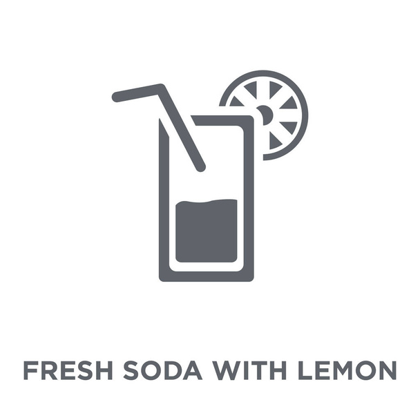 Fresh soda with lemon slice and straw icon. Fresh soda with lemon slice and straw design concept from Drinks collection. Simple element vector illustration on white background. - Vector, Image
