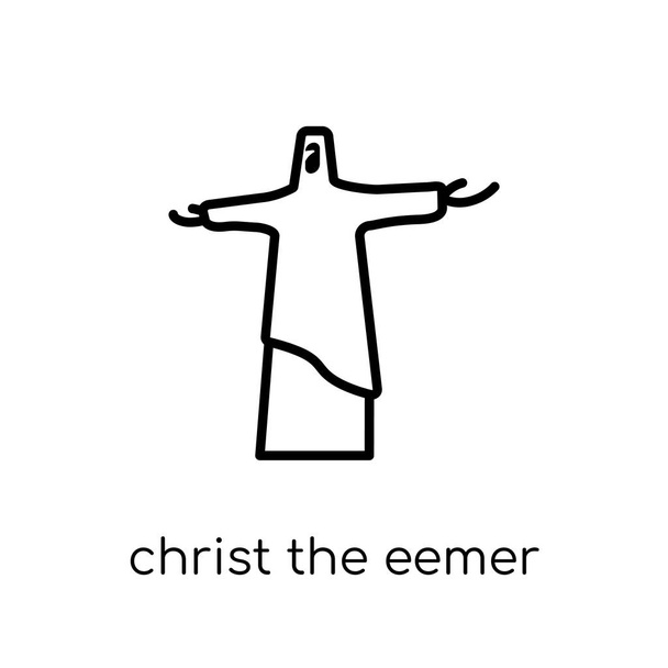 Christ the redeemer icon. Trendy modern flat linear vector Christ the redeemer icon on white background from thin line Architecture and Travel collection, editable outline stroke vector illustration - Vector, Image