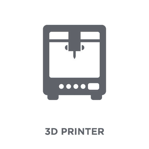 3D-tulostimen kuvake. 3d tulostimen suunnittelu käsite elektronisten laitteiden kokoelma. Yksinkertainen elementti vektori kuva valkoisella taustalla
. - Vektori, kuva