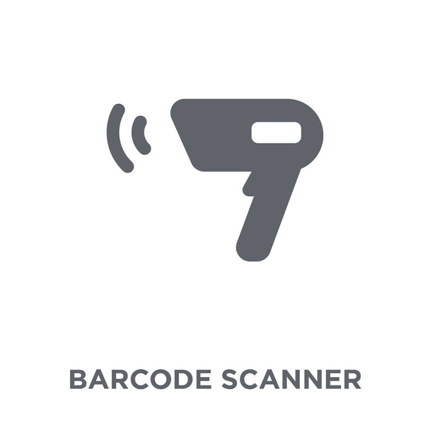 Εικονίδιο του σαρωτή γραμμωτών κωδίκων. Barcode scanner σχεδίαση από συλλογή ηλεκτρονικών συσκευών. Εικονογράφηση διάνυσμα απλό στοιχείο σε λευκό φόντο. - Διάνυσμα, εικόνα