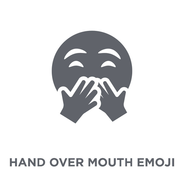 Entregue Mouth icono emoji. Mano sobre boca concepto de diseño emoji de la colección Emoji. Ilustración simple del vector del elemento sobre fondo blanco
. - Vector, Imagen