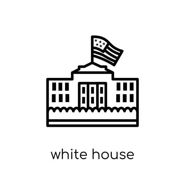 Икона Белого дома. Модный современный плоский линейный вектор значок Белого дома на белом фоне из коллекции "Архитектура и путешествия", редактируемая векторная иллюстрация контуров
 - Вектор,изображение