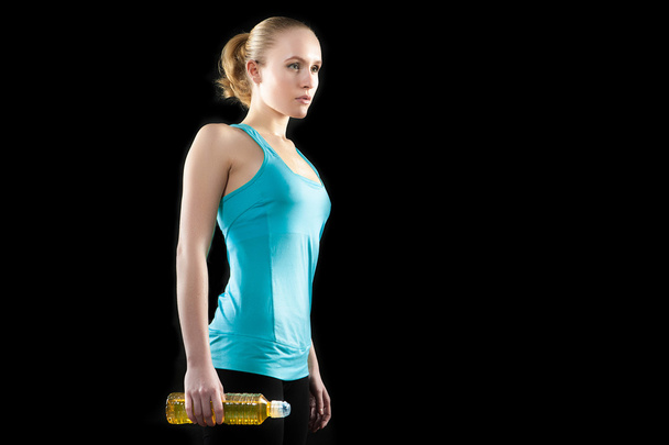 young healthy caucasian woman resting and sweating during a fitness - Foto, Bild