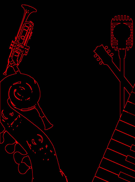 Arrière-plan pour une affiche du club de jazz en ligne noire et rouge
 - Photo, image