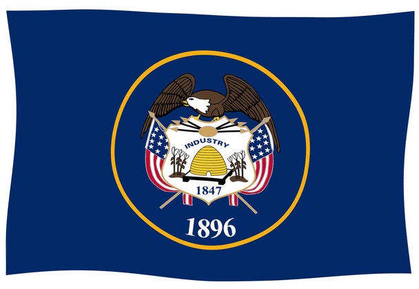 The flag of the American state of Utah waving in the wind - Photo, Image