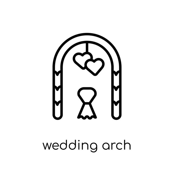 значок весільної арки. Модна сучасна плоска лінійна весільна арка на білому тлі з тонкої лінії Колекція весілля та кохання, контурна векторна ілюстрація
 - Вектор, зображення