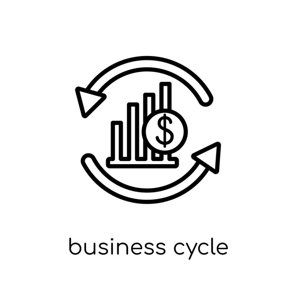ビジネス サイクルのアイコン。細い線ビジネス サイクル コレクション、概要のベクトル図から白い背景のトレンディなモダンなフラット線形ベクトル ビジネス サイクル アイコン - ベクター画像