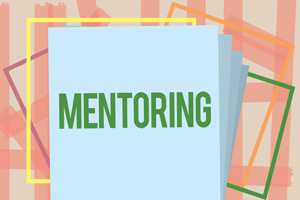 Writing note showing Mentoring. Business photo showcasing To give advice or support to a younger less experienced demonstrating - Photo, Image