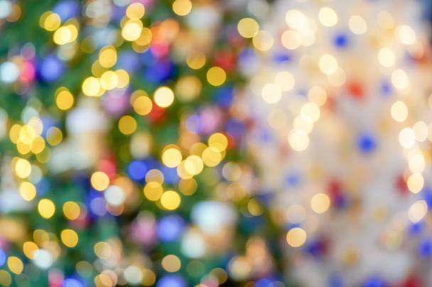 Colourful & Beautiful Blurry circle bokeh, out of focus background in the Christmas concept and theme. - Photo, Image