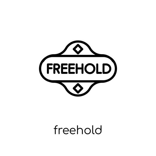 Freehold ikonra. Divatos modern lakás lineáris vektor Freehold ikon fehér alapon a vékony vonal üzleti gyűjtemény, szerkeszthető vázlatos körvonal vektoros illusztráció - Vektor, kép