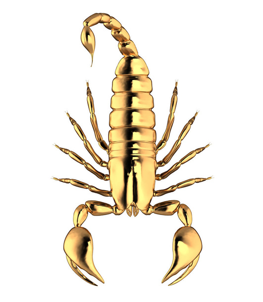 Ilustração 3D do escorpião dourado sobre fundo branco
 - Foto, Imagem