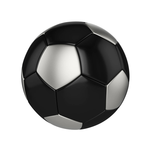 Футбольный мяч изолирован на белом фоне. Чёрный и серебряный футбольный мяч
. - Фото, изображение