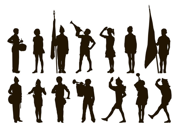 silhouet pionier scout tiener - Vector, afbeelding