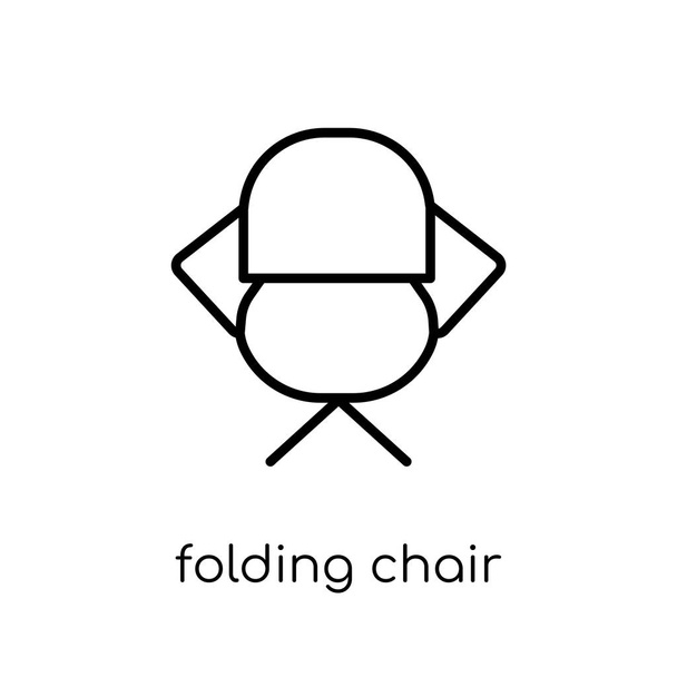 összecsukható szék ikonra. Divatos modern lakás lineáris vektor összecsukható szék ikon fehér alapon a vékony vonal Camping gyűjtemény, szerkezeti vektoros illusztráció - Vektor, kép