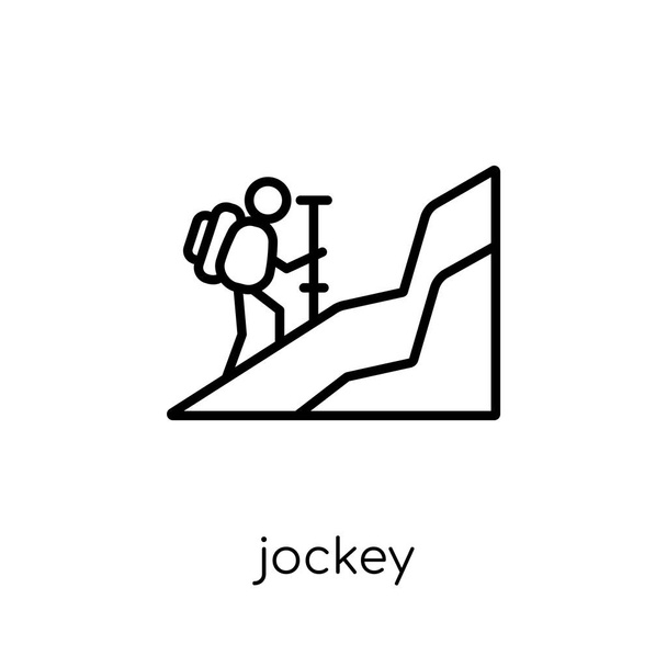 Jockey-ikoni. Trendikäs moderni tasainen lineaarinen vektori jockey kuvaketta valkoisella taustalla ohut linja Leirintäalue kokoelma, ääriviivat vektori kuva
 - Vektori, kuva