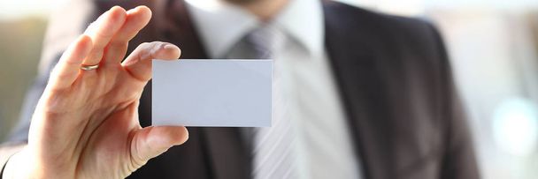 Male arm in suit give blank calling card - Photo, Image
