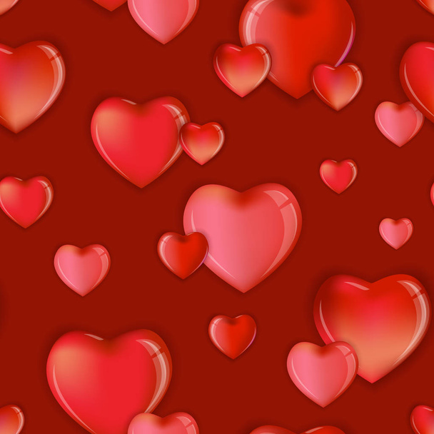 Seamless Hearts Pattern Background, Happy Valentines Day Design, Love vector illustration - Vector, Image