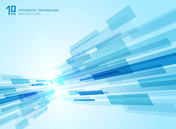 Abstract perspective futuristic technology geometric with light burst blue background. Vector illustration - Vector, Image