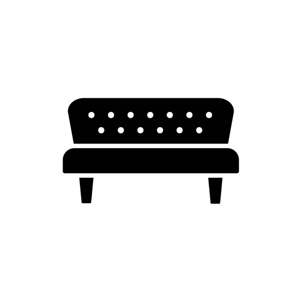 Ilustracja wektorowa czarny & biały futon. Klasyczna sofa. Płaskie ikonę skórzana sofa. Nowoczesne meble domu idealna pakietu office. Na białym tle obiekt na białym tle - Wektor, obraz