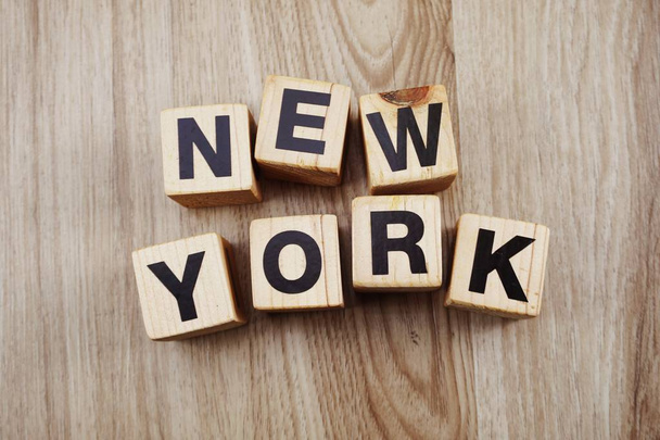 alphabet blocks letters new york on wood background  - Фото, изображение