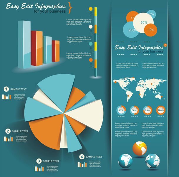 Set of Infographic Elements. World Map and Information Graphics - Vector, afbeelding