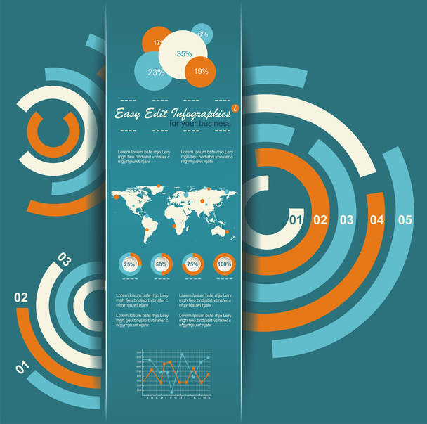 Set of Infographic Elements. World Map and Information Graphics - Вектор,изображение