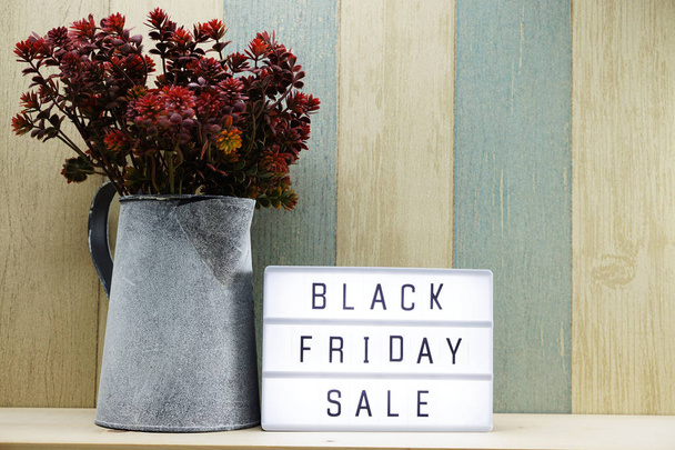 black friday sale shopping concept alphabet on wooden background - Foto, immagini