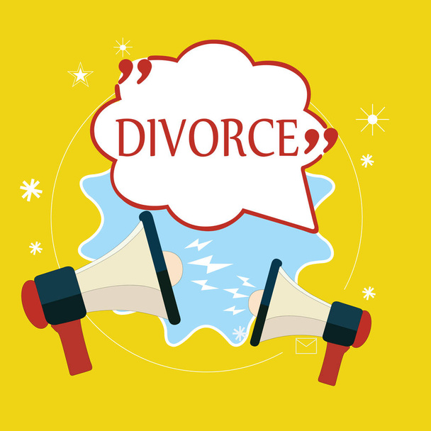 Aplikace Word psaní textu rozvodu. Obchodní koncept pro rozpuštění manželství oddělení rozchodu nesouhlas - Fotografie, Obrázek