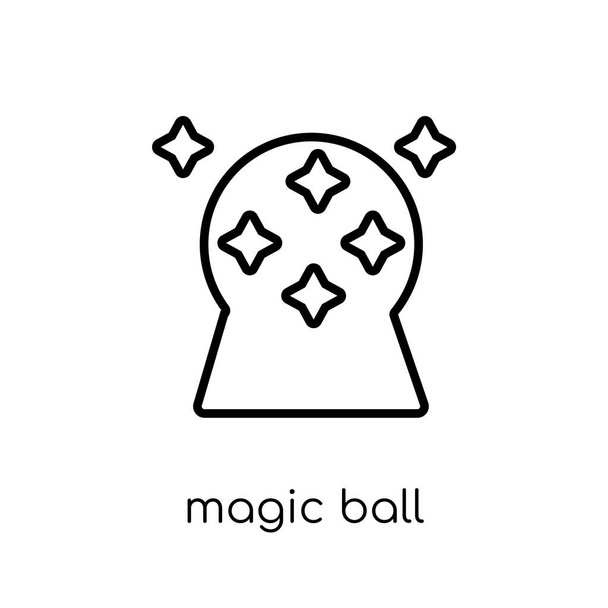Magic ball ikon. Divatos modern lakás lineáris vector magic ball ikon fehér alapon a vékony vonal cirkusz gyűjtemény, szerkezeti vektoros illusztráció - Vektor, kép