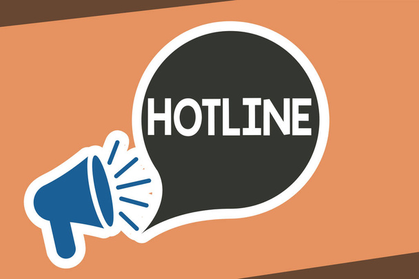 Schreibnotiz mit Hotline. Geschäftsfoto mit direkter Telefonleitung für spezielle Notfälle - Foto, Bild