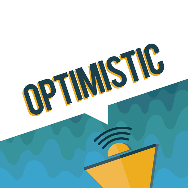 Käsiala teksti Optimistinen. Käsitteen merkitys Toiveikas ja luottavainen tulevaisuudesta Positiivinen ajattelu
 - Valokuva, kuva