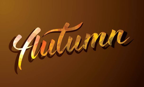 Vector Polygonal Autumn Background. Lettering and autumn blurred background - ベクター画像