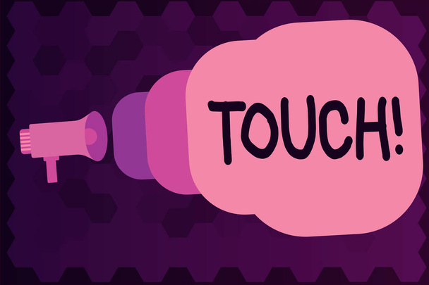 Escribiendo nota que muestra Touch. Mango de escaparate de fotos comerciales para interferir con alter affect Contacto con Smartphone
 - Foto, imagen